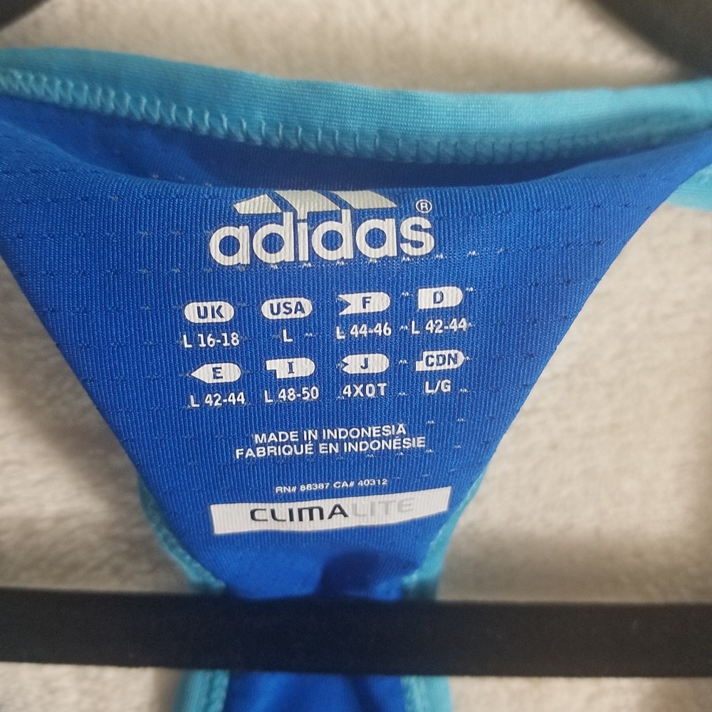 Adidas Climalite Striped Racerback Tank Top Womens Large Blue Pink Teal Athletic - Picture 3 of 4